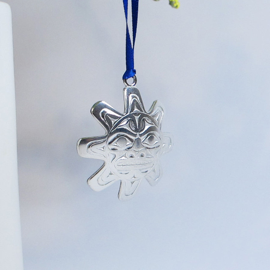 Sun Mask Pewter Ornament