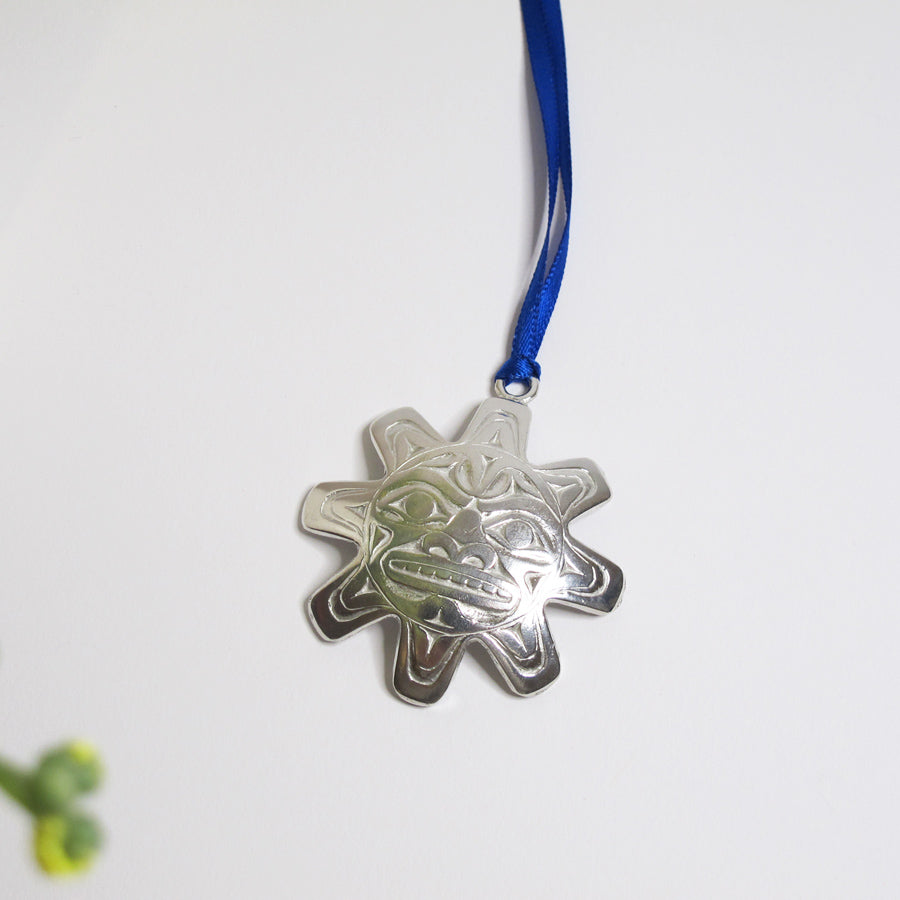 Sun Mask Pewter Ornament