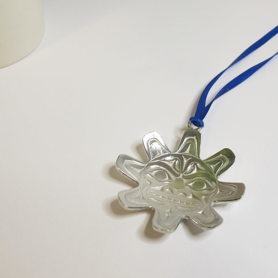 Sun Mask Pewter Ornament