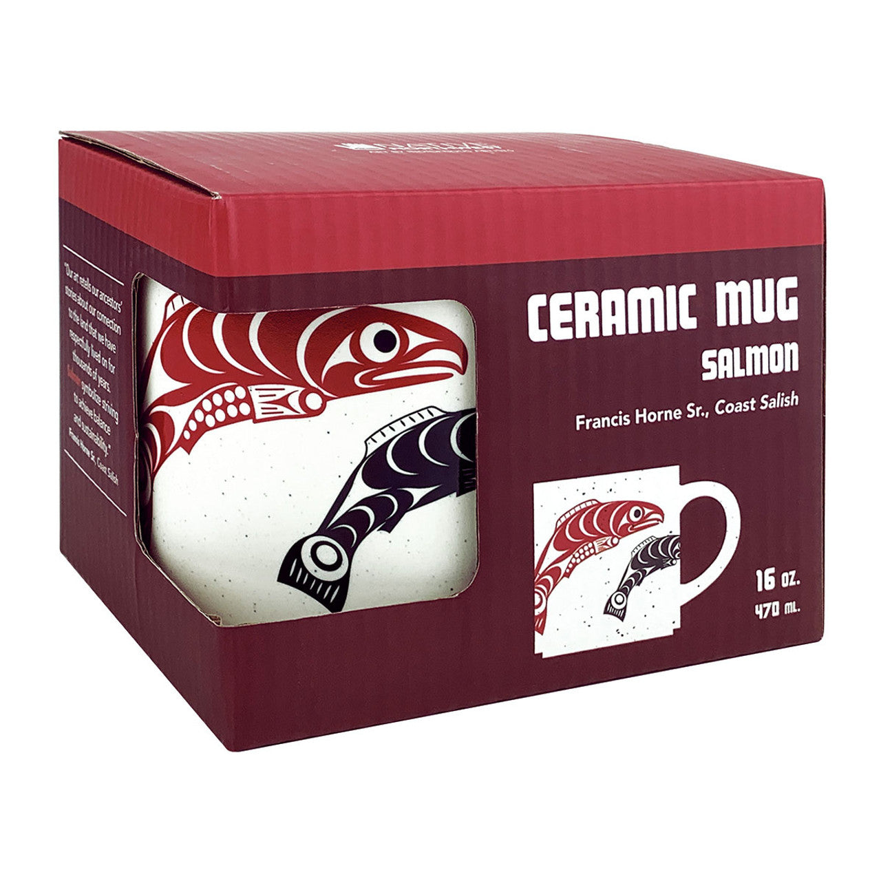Ceramic Indigenous Art Mug – Salmon
