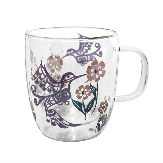 Double Walled Glass Mug – Hummingbird