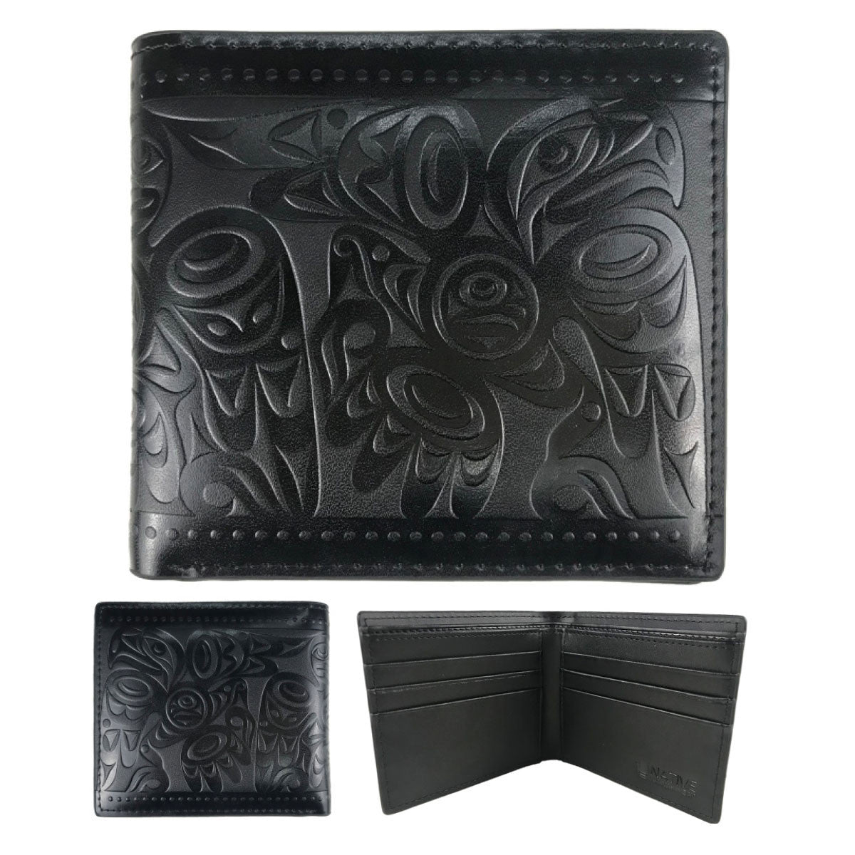 Indigenous Art Embossed Leather Wallet - Salish Eagle
