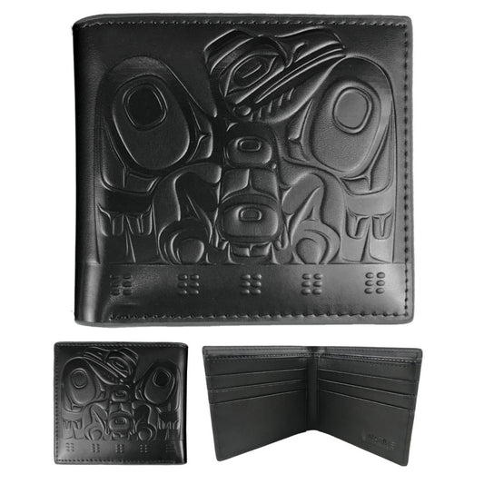 Indigenous Art Embossed Leather Wallet - Raven Box