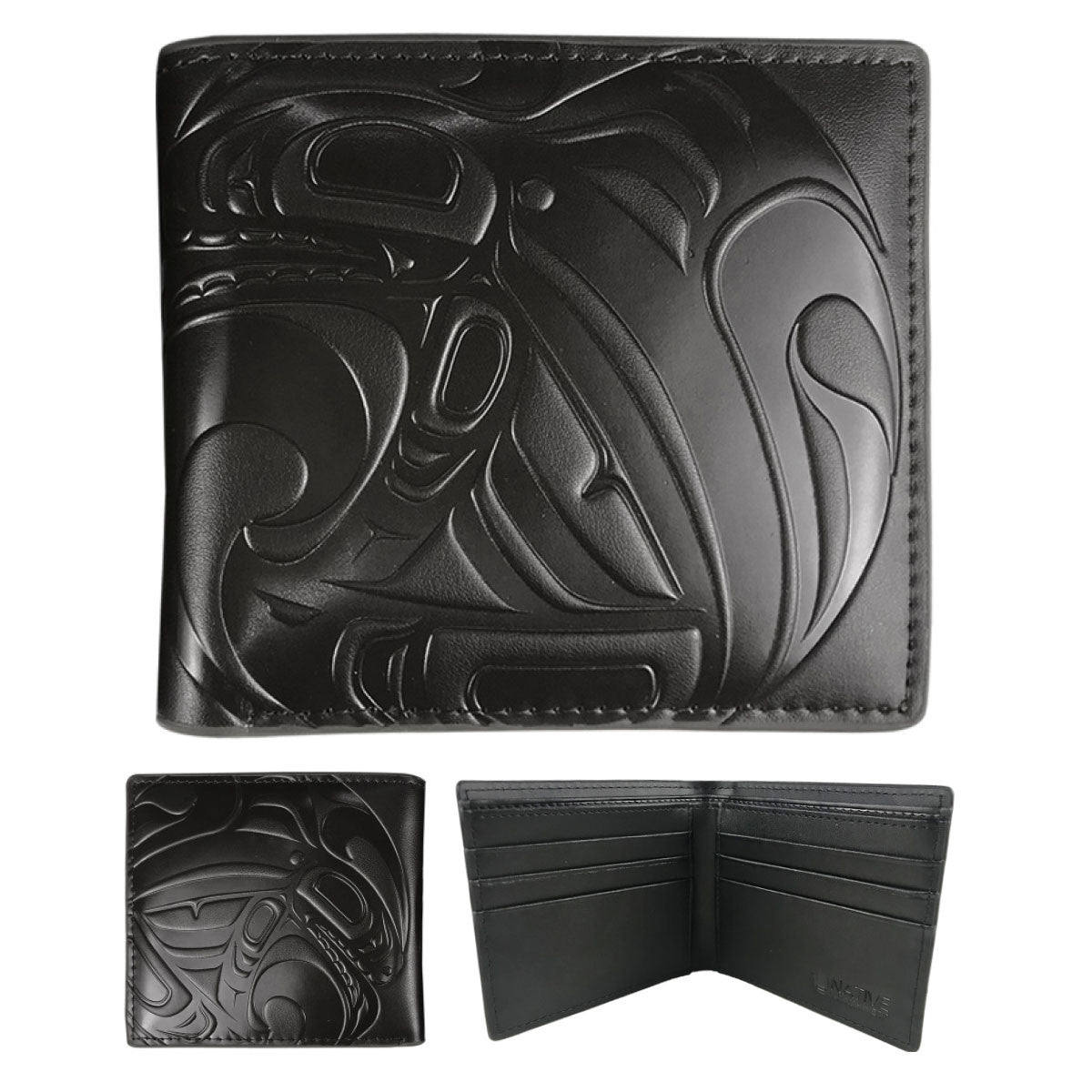 Indigenous Art Embossed Leather Wallet - Killer Whale