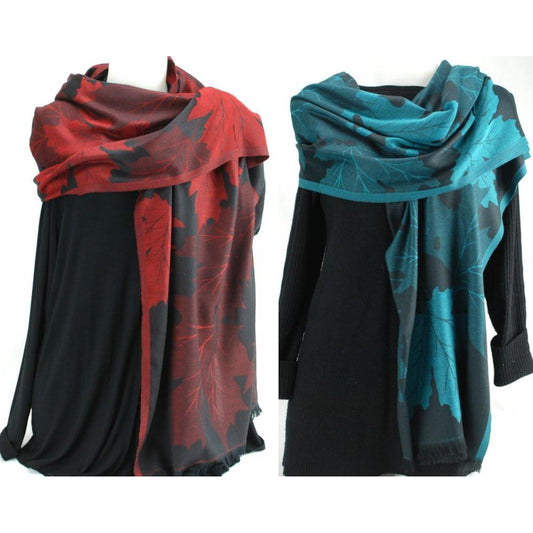 Maple Leaves Poly Jacquard Scarf