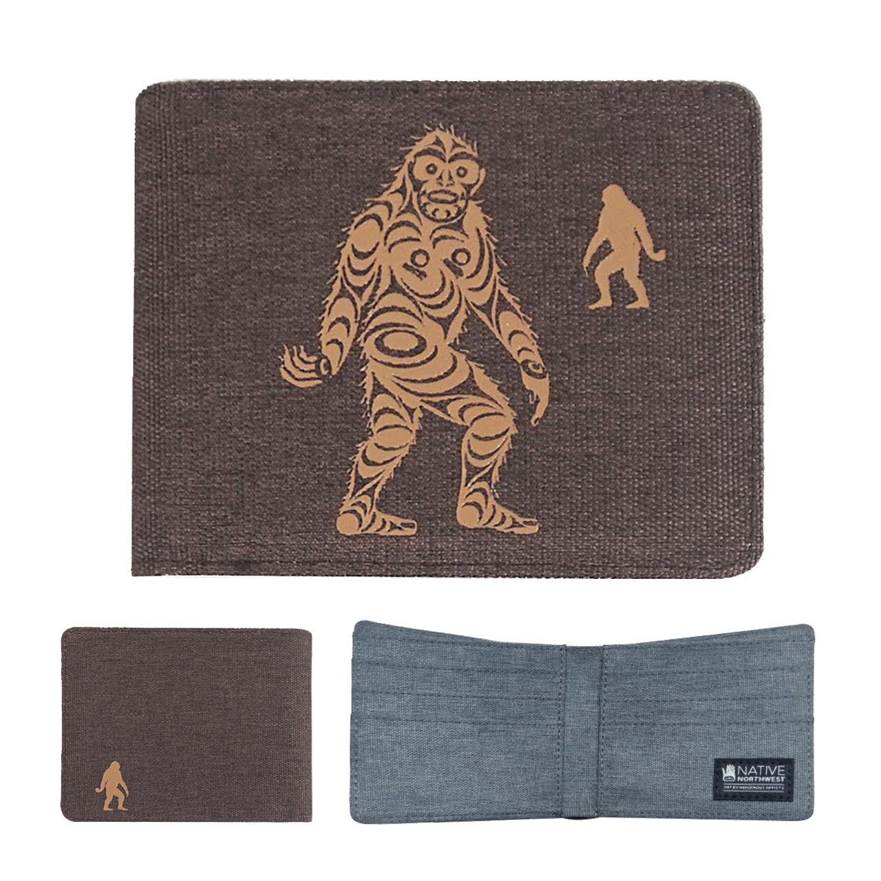 Indigenous Art Crosshatch Wallet - Sasquatch