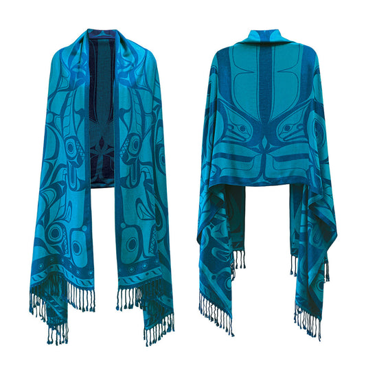 “Whale” Indigenous Art Shawl by Morgan Asoyuf