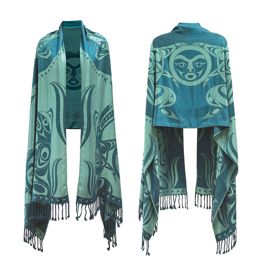 “Moon, Wolf” Indigenous Art Shawl by Simone Diamond