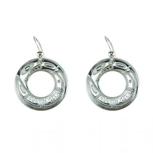 Indigenous Art Silver Earrings - Chilkat