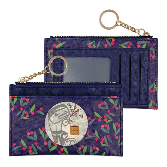 The Top Zip Indigenous Art Multi Wallet - Berry Picker in The Moon