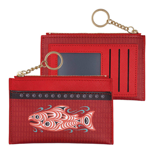 The Top Zip Indigenous Art Multi Wallet - Coho Salmon