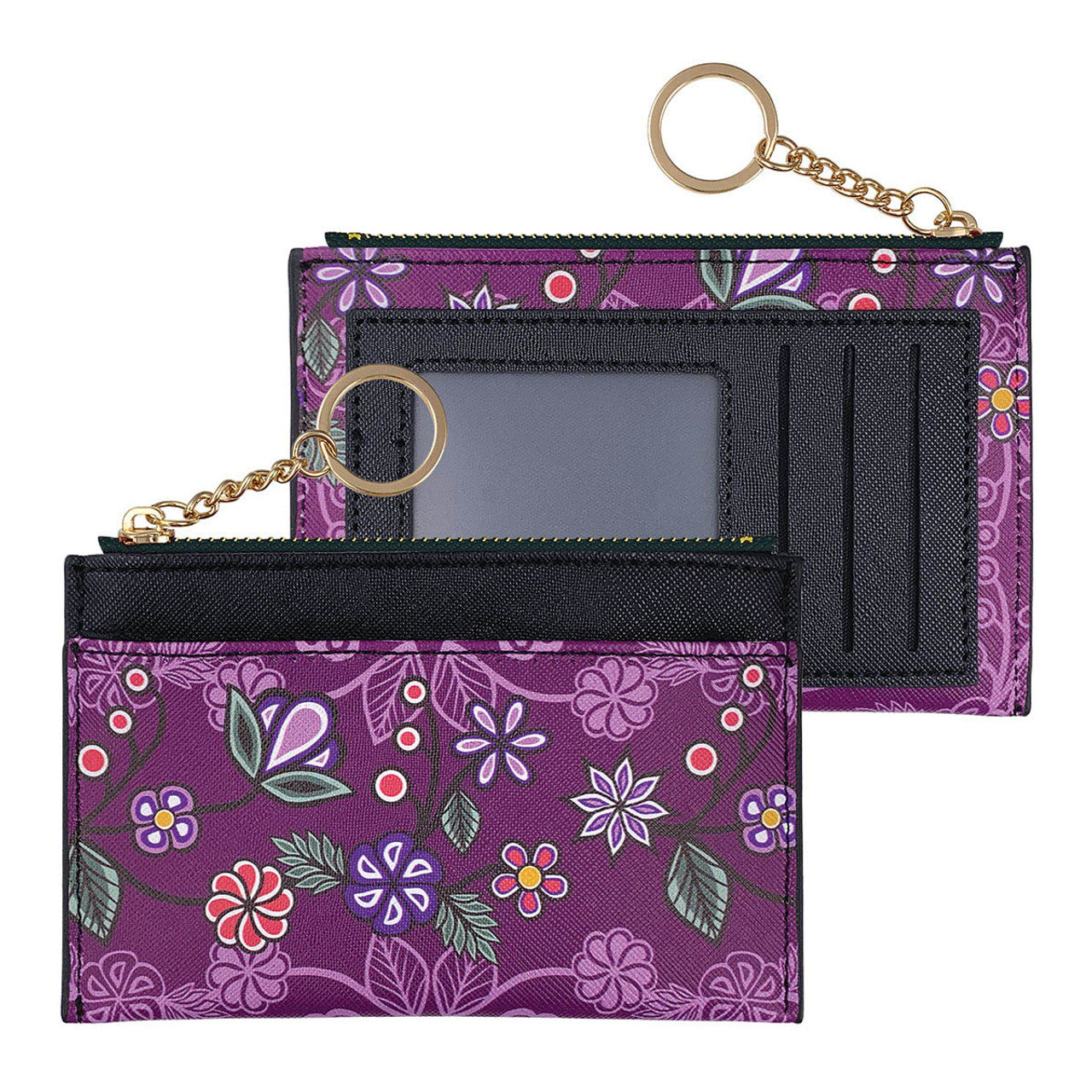 The Top Zip Indigenous Art Multi Wallet - Ojibwe Florals