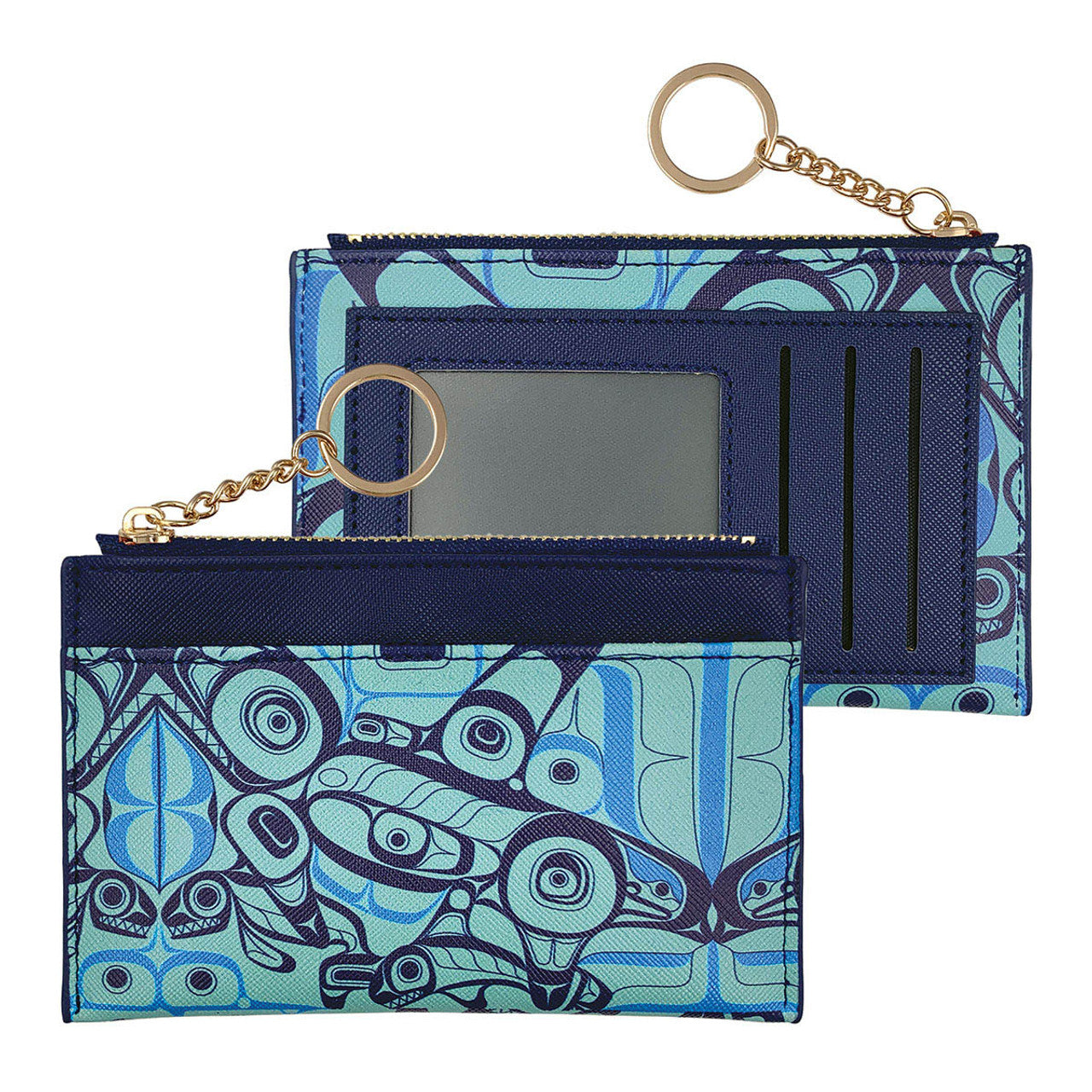 The Top Zip Indigenous Art Multi Wallet - Orca Song