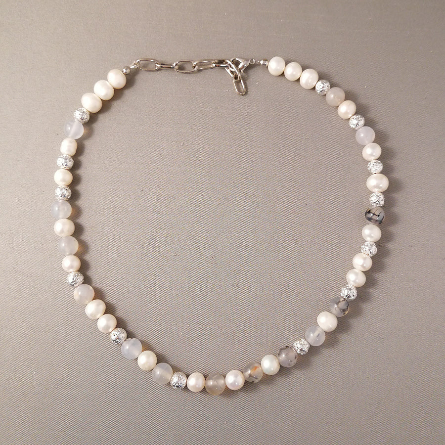 Handcrafted Freshwater Pearl & Agate Necklace