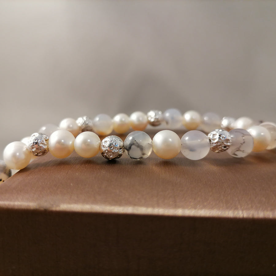 Handcrafted Freshwater Pearl & Agate Necklace