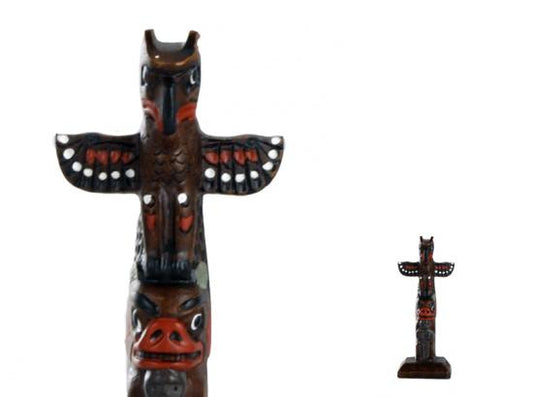 Handpainted Totem Pole: Thunderbird-Bear 4-1/2"