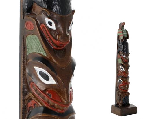Hand painted Eagle-Bear-Beaver Totem Pole - 12“