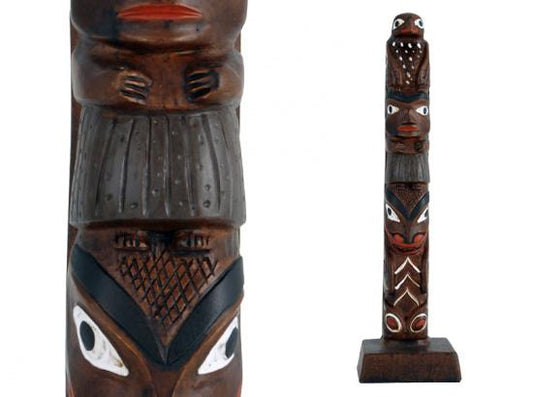 Handpainted Eagle-Woman-Whale Totem Pole - 10“