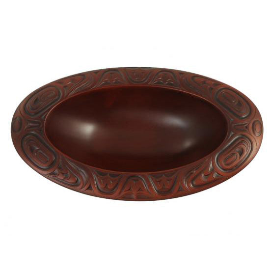 Oval Bowl with carved Indigenous artwork