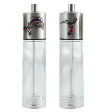 Salt & Pepper Grinder Set: Salmon & Hummingbird