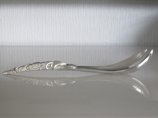 Large Horn Pewter Server Set/Spoon/Fork/