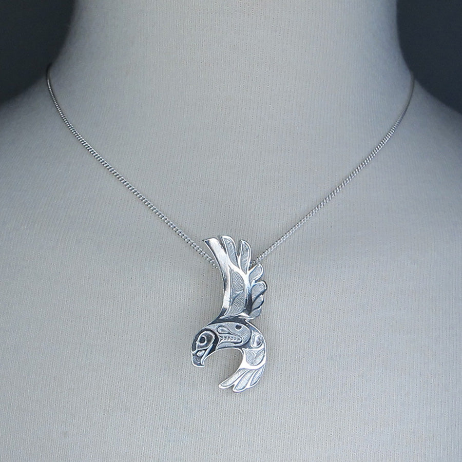 Silver Pendant Necklace - " Eagle Free Flight" by Bill Helin