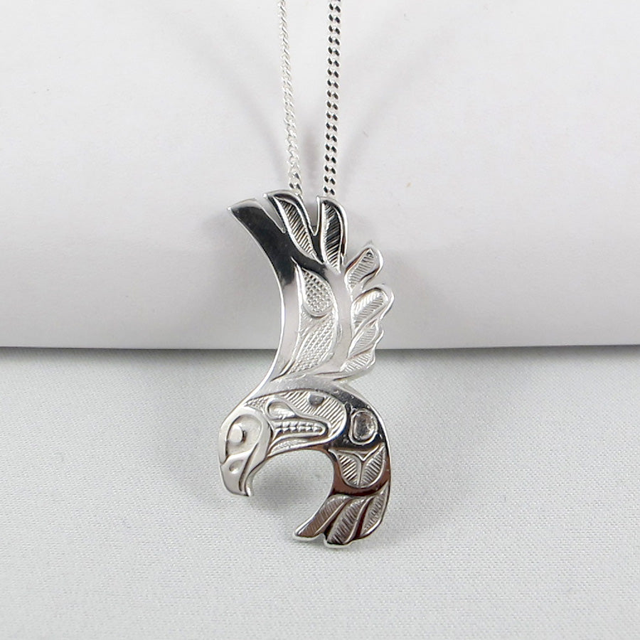 Silver Pendant Necklace - " Eagle Free Flight" by Bill Helin