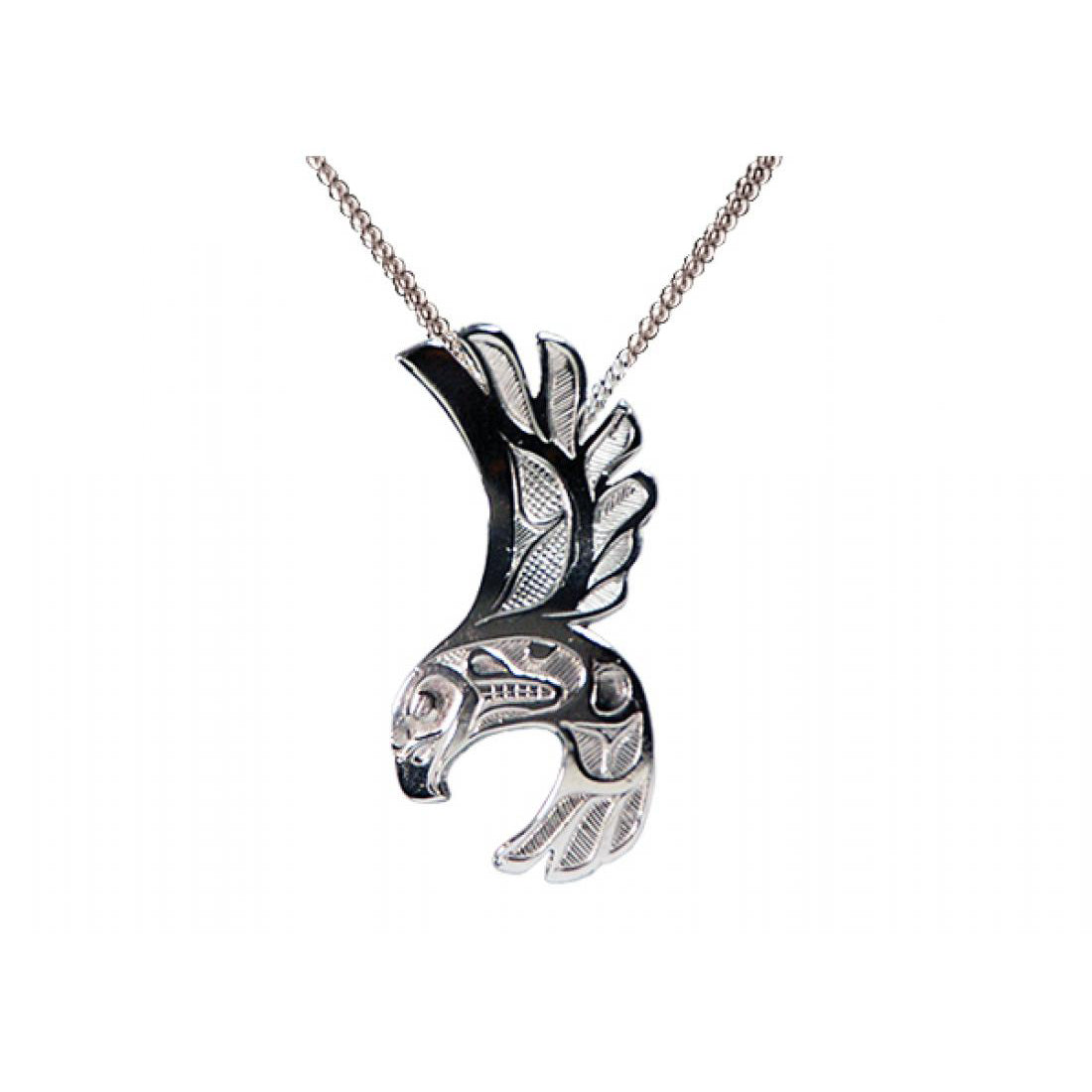 Silver Pendant Necklace - " Eagle Free Flight" by Bill Helin