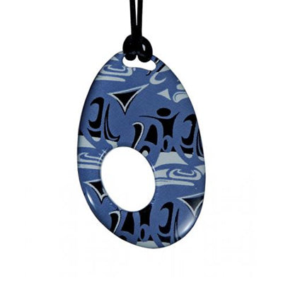 Silk Native Art Free Shaped Pendant - Blue
