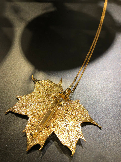 Golden Maple Leaf Necklace / Brooch