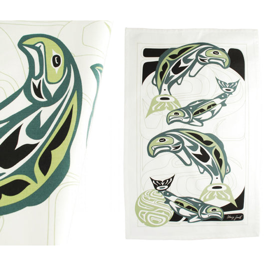 Salmon Tea Towel by Anthony Joseph