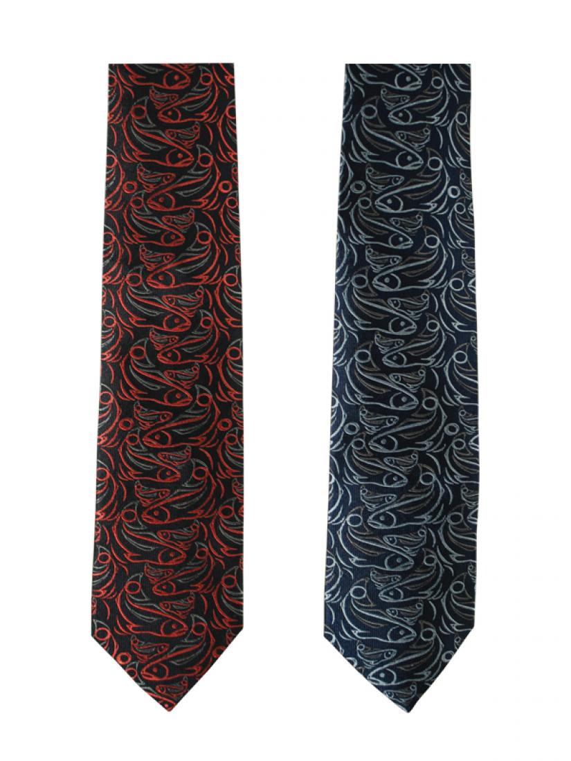 Connie Dickens Salmon Woven Jacquard Silk Tie