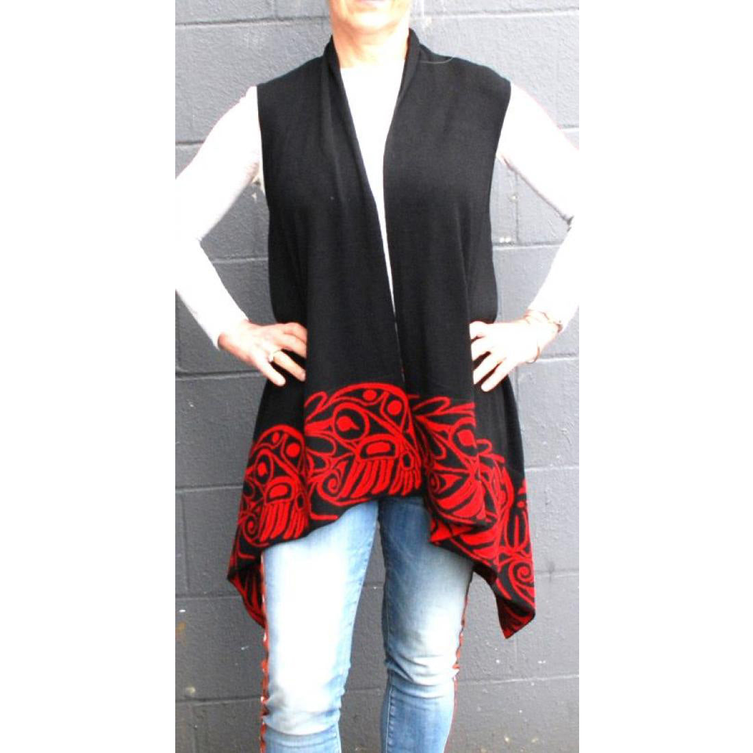 Bill Helin Hummingbird Knit Sweater Vest (Red, Teal, White)