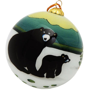 Boxed inside hand painted Christmas Ball Ornament - Black Bear