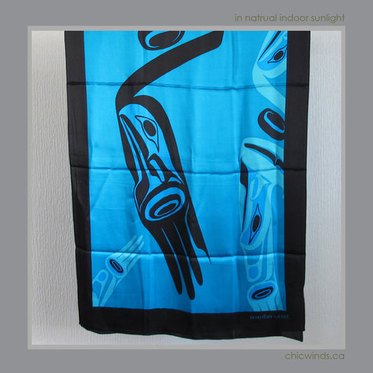 Dorothy Grant Native Art Silk Scarf - Eagle (Turquoise)