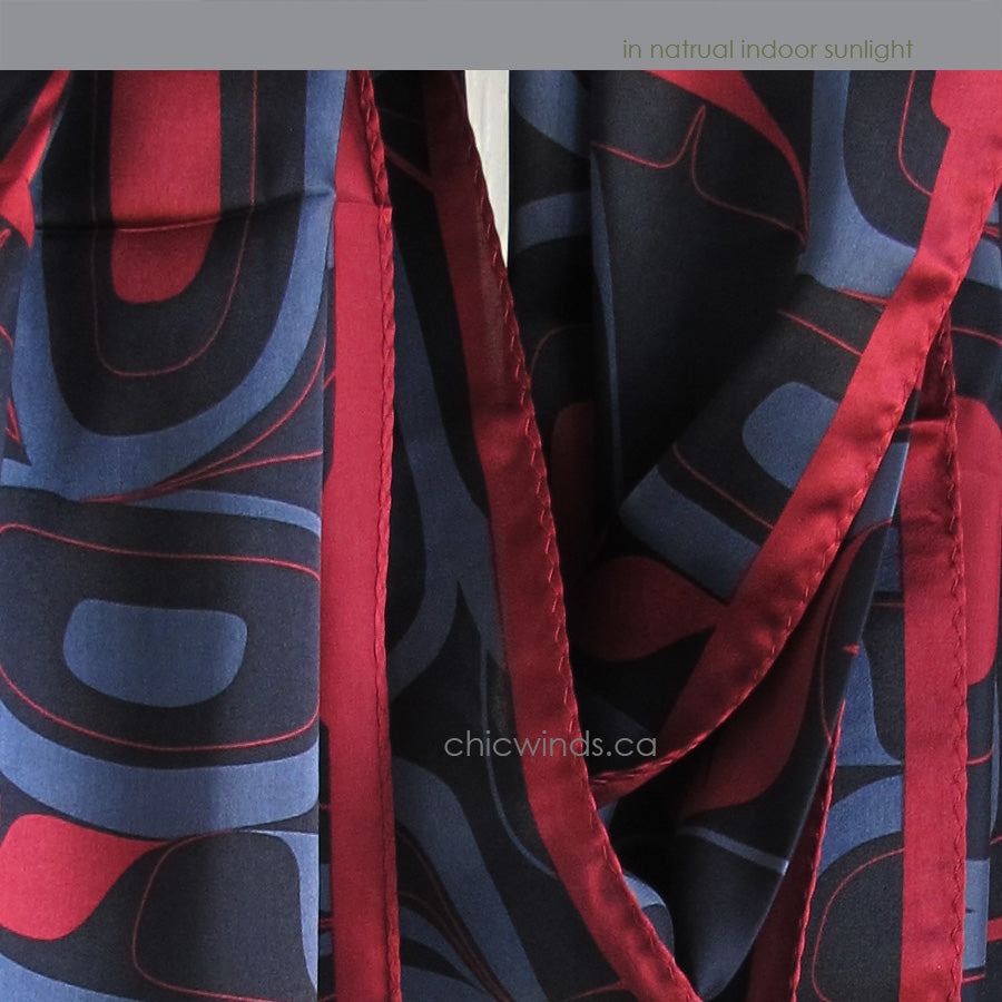 Abstract Eagle Silk Scarf (red/navy/black)