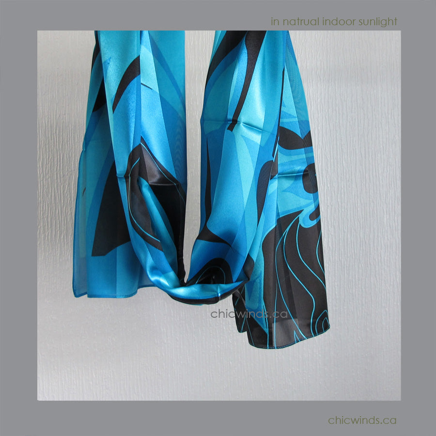 Anthony Joseph Poly Satin Salmon Scarf (Turquoise/Red/Purple)