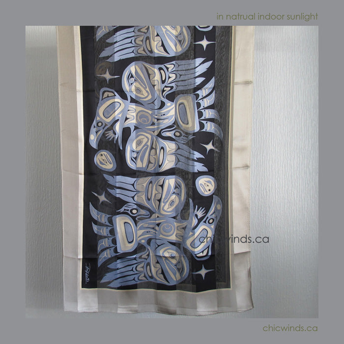 Bill Helin Raven Silk Scarf (Blue)