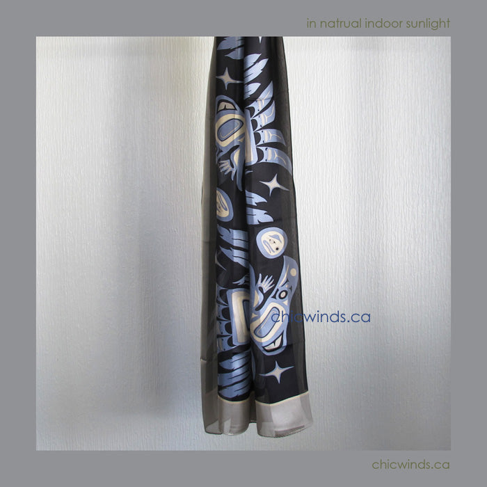 Bill Helin Raven Silk Scarf (Blue)