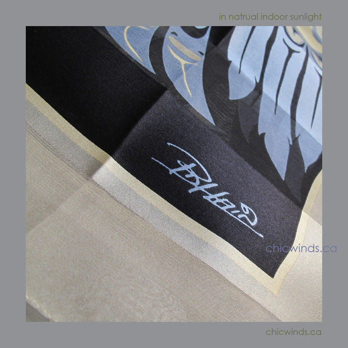 Bill Helin Raven Silk Scarf (Blue)