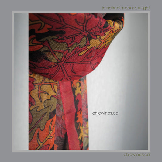 Maple Leaf Chiffon Scarf (red/black)