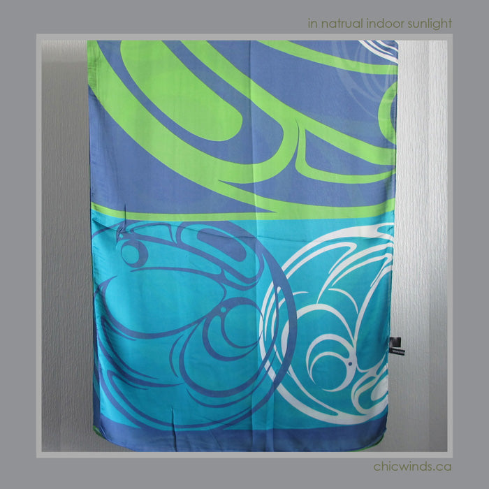 Connie Dickens Native Art Scarf – Raven (Turquoise)