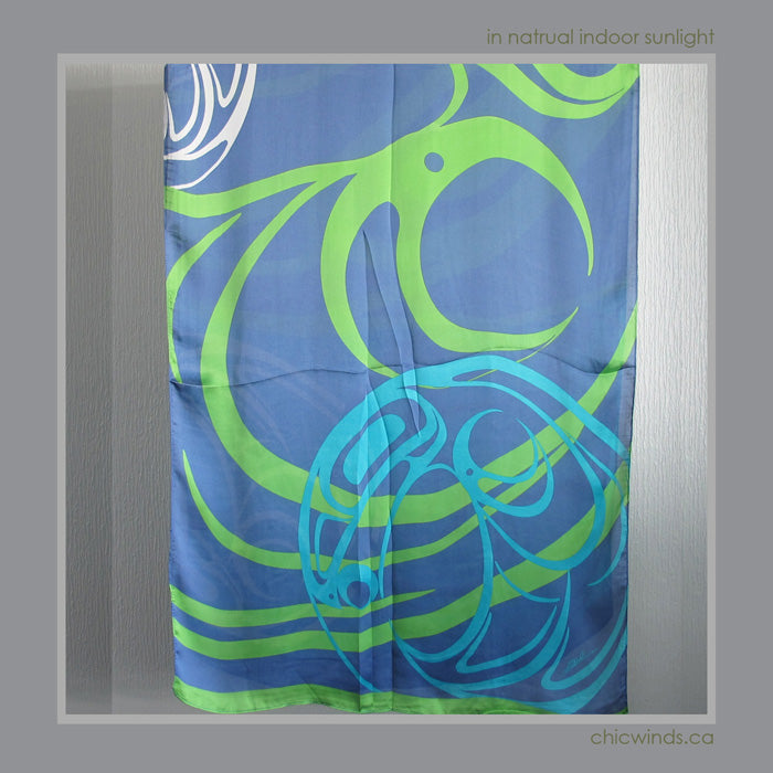 Connie Dickens Native Art Scarf – Raven (Turquoise)