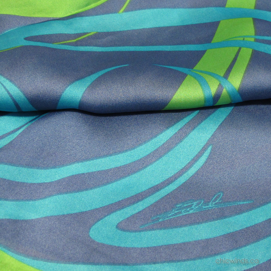 Connie Dickens Native Art Scarf – Raven (Turquoise)