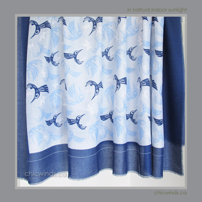 Bill Helin Hummingbird Soft Tribal Scarf / Wrap (Blue)