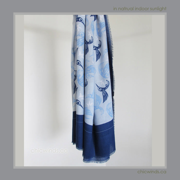 Bill Helin Hummingbird Soft Tribal Scarf / Wrap (Blue)