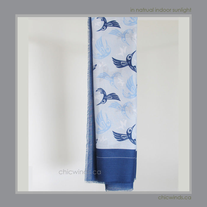 Bill Helin Hummingbird Soft Tribal Scarf / Wrap (Blue)
