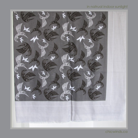Bill Helin Hummingbird Soft Tribal Scarf / Wrap (Gray)