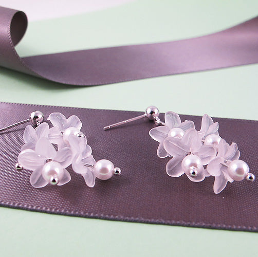 Handcrafted flower drop earrings