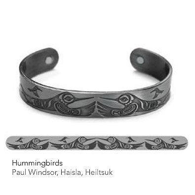 Silver Copper Bracelet: Hummingbirds